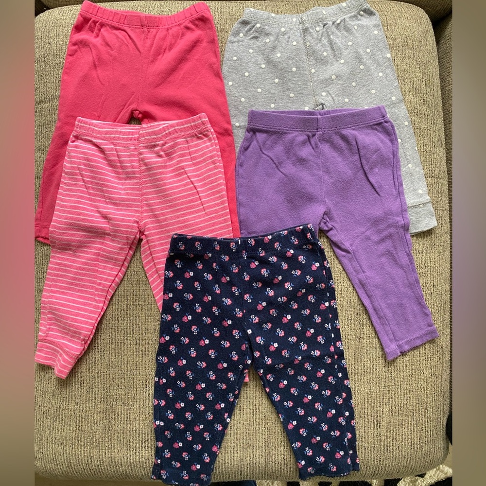 Carters baby girl 9 months pants (set of 5)